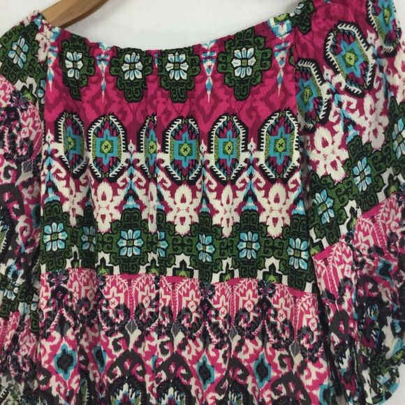 Wrangler Rock 47 Womens Geo Floral Western Off Shoulder Dress Tunic Top Multi M - Picture 5 of 8
